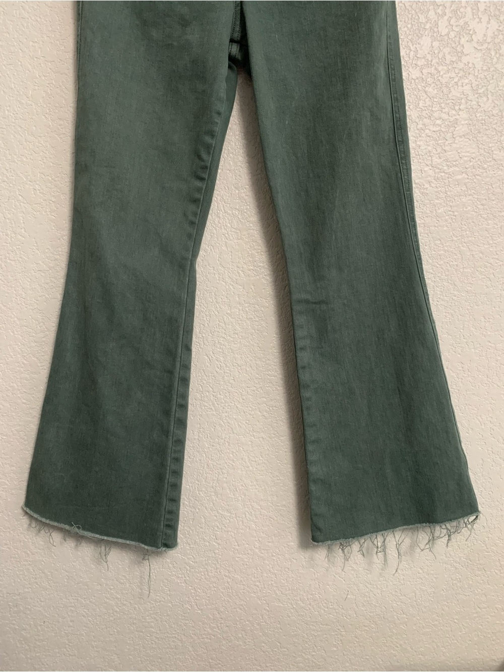 Veronica Beard Jeans Womens 28 Carson Ankle Flare High Rise Raw Hem Green Preppy - Picture 6 of 11